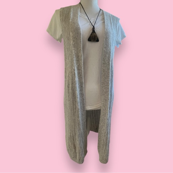 GAP Long Open Grey Cadigan Sweater Sz M - Picture 4 of 13